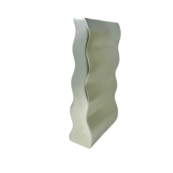 Silver Wavy Ceramic Home Decor Vase - Picture 1 of 5